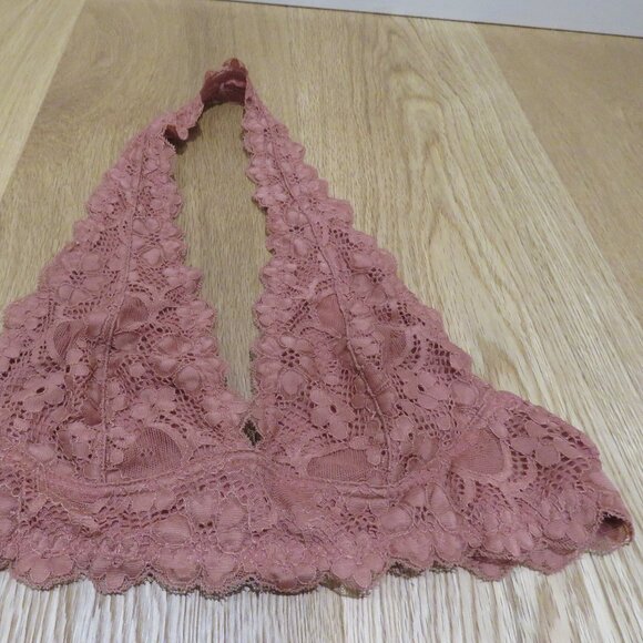 INTIMATELY FREE PEOPLE Galloon Pink Lace Halter Bralette Bra Boho - Size S - Picture 2 of 9